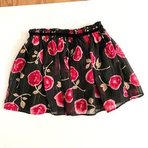Kate Spade “Skirt The Rules” Metallic & Rose Floral Chiffon Skirt.  Size 5 Y